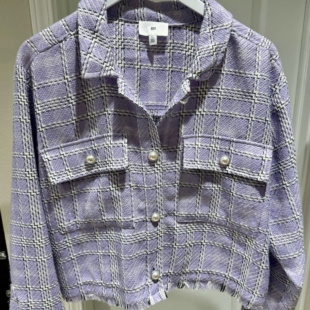 BP Women's Lavender Plaid Blazer